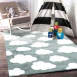 Paddington Aqua White Cloud Kids Rug
