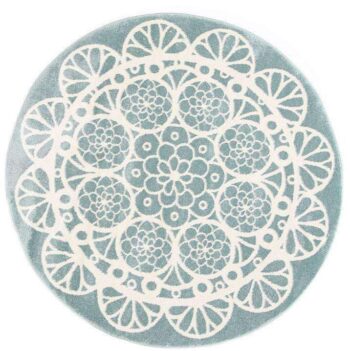 Paddington Aqua White Doily Kids Round Rug