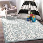 Paddington Aqua White Doily Kids Rug
