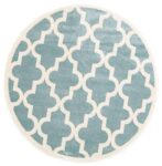 Paddington Aqua White Lattice Pattern Kids Round Rug