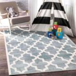 Paddington Aqua White Lattice Pattern Kids Rug
