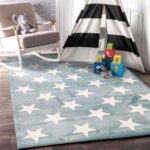 Paddington Aqua White Stars Kids Rug