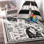 Paddington Black and White Kids Camping Adventure Kids Rug
