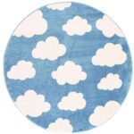 Paddington Blue and White Cloud Kids Round Rug