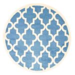 Paddington Blue and White Lattice Pattern Kids Round Rug