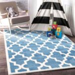 Paddington Blue and White Lattice Pattern Kids Rug