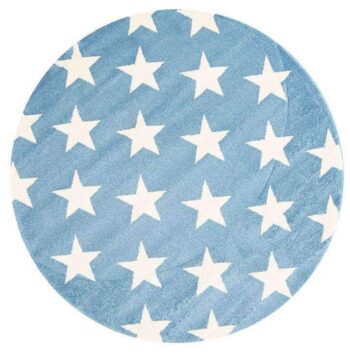 Paddington Blue and White Stars Kids Round Rug