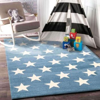 Paddington Blue and White Stars Kids Rug