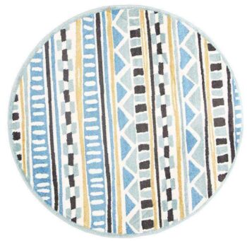 Paddington Blue and Yellow Tribal Kids Round Rug