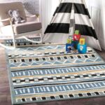Paddington Blue and Yellow Tribal Kids Rug