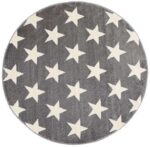 Paddington Charcoal and White Stars Kids Round Rug
