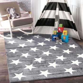 Paddington Charcoal and White Stars Kids Rug