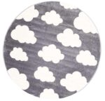 Paddington Dark Grey and White Cloud Kids Round Rug