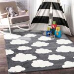 Paddington Dark Grey and White Cloud Kids Rug