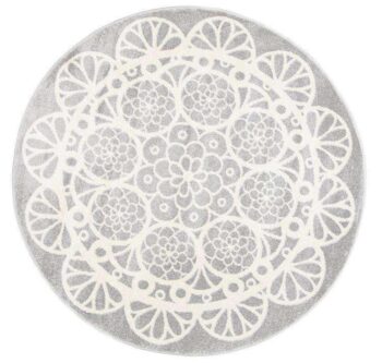 Paddington Grey and White Doily Kids Round Rug