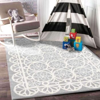 Paddington Grey and White Doily Kids Rug