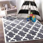 Paddington Grey and White Lattice Pattern Kids Rug