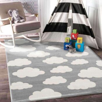 Paddington Grey White  Cloud Kids Rug