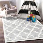 Paddington Light Grey and White Lattice Pattern Kids Rug