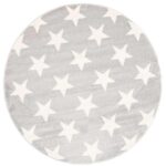 Paddington Light Grey and White Stars Kids Round Rug