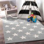 Paddington Light Grey and White Stars Kids Rug
