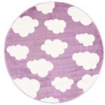 Paddington Pink and White Cloud Kids Round Rug