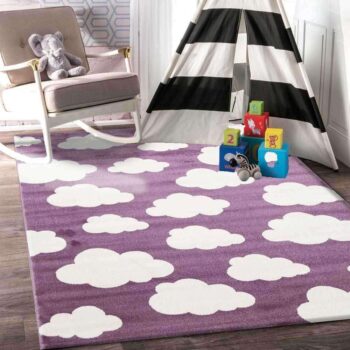 Paddington Pink and White Cloud Kids Rug