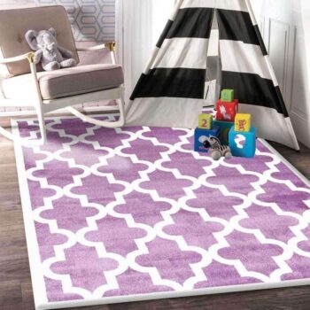 Paddington Violet Pink and White Lattice Pattern Kids Rug