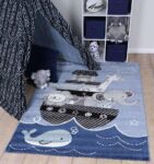 Poppins Kids Saling Ship Blue Rug