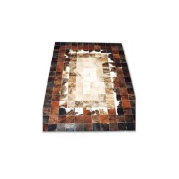 Premium Cowhide Patchwork Brown White Rug