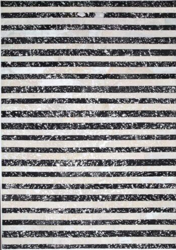 Premium Cowhide Stripped White Black Rug