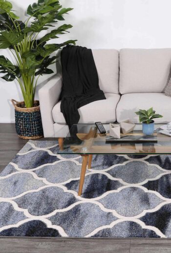 Rio Lattice Blue Grey Rug
